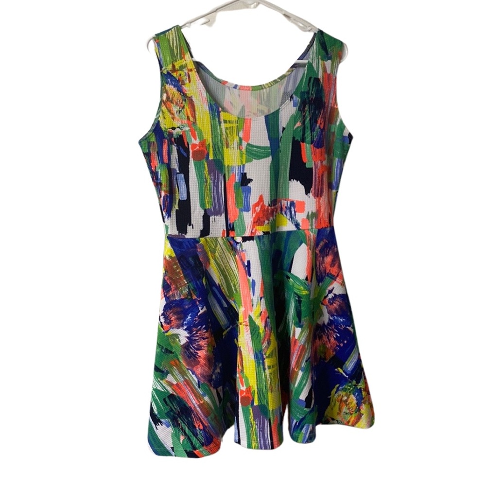 Skater Dress Multi Color Abstract Design